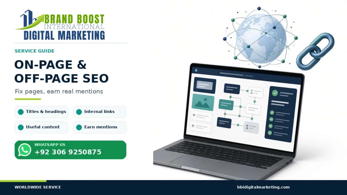 On-page and off-page SEO: page titles, content and quality links