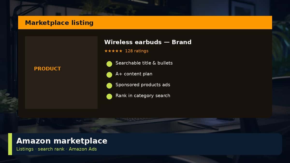 Amazon marketplace listing and affiliate marketing workspace for Brand Boost International