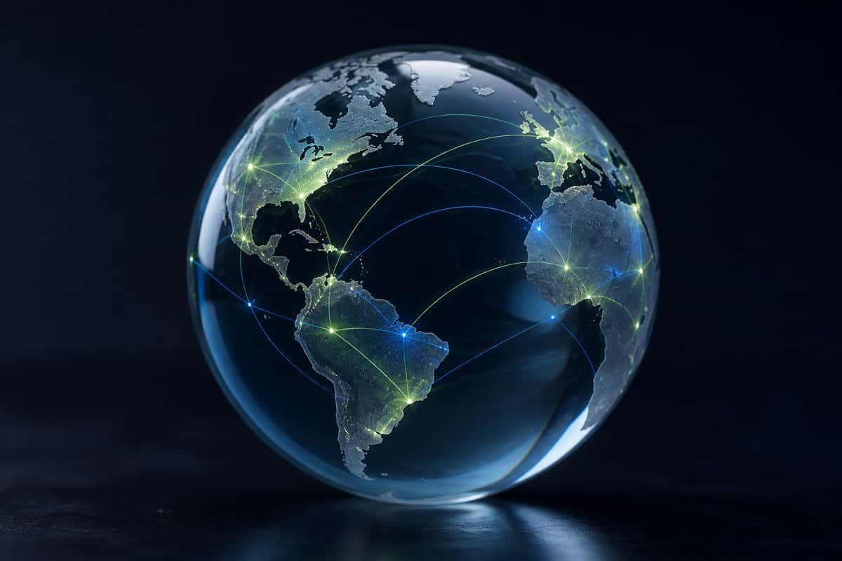 World map showing worldwide digital marketing coverage